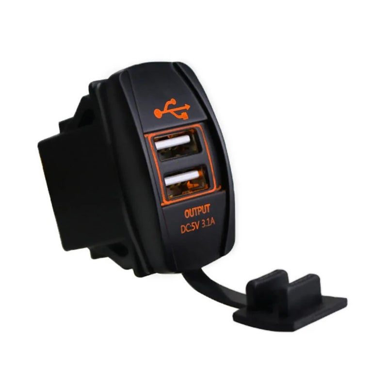 Bluejw Rocker Switch Style Dual USB Car Charger 3.1A, LED Backlight, Automobile Charger Socket - [Color Option] - Image 1